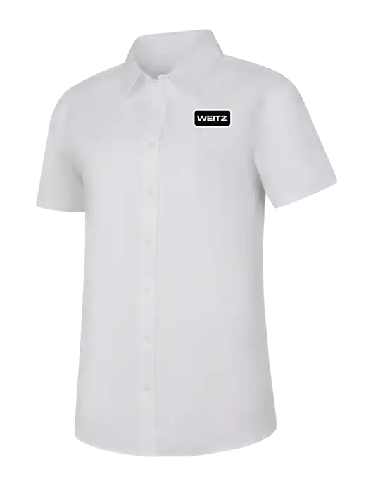 Womens White Short Sleeve Superpro React Twill Shirt w/Weitz Logo