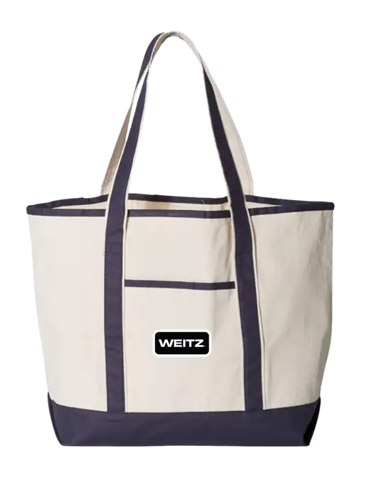 Natural/Navy Large Canvas Deluxe Tote w/Weitz Logo