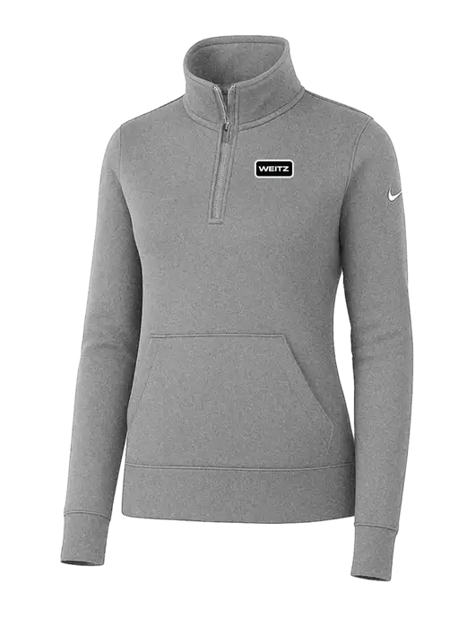 Nike Womens Light Grey Heather Club Fleece Sleeve Swoosh 1/2-Zip w/Weitz Logo