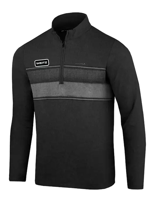 TravisMathew Black Balboa Chest Stripe Quarter Zip w/Weitz Logo