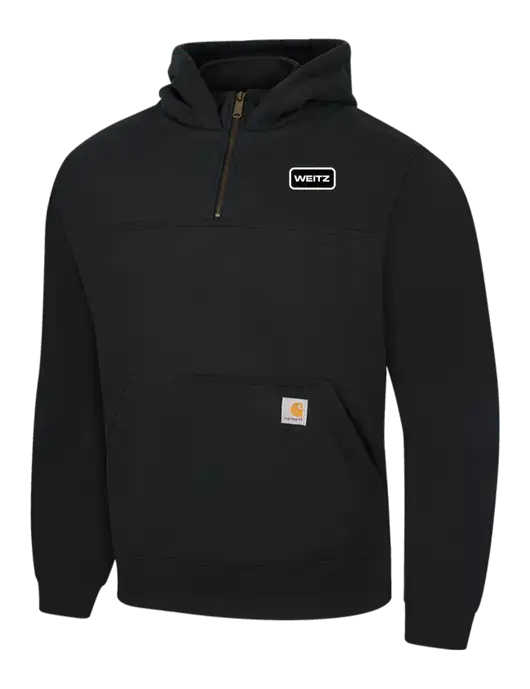 Carhartt Black Rain Defender Paxton Heavyweight Hooded 1/4 Zip Mock Sweatshirt w/Weitz Logo