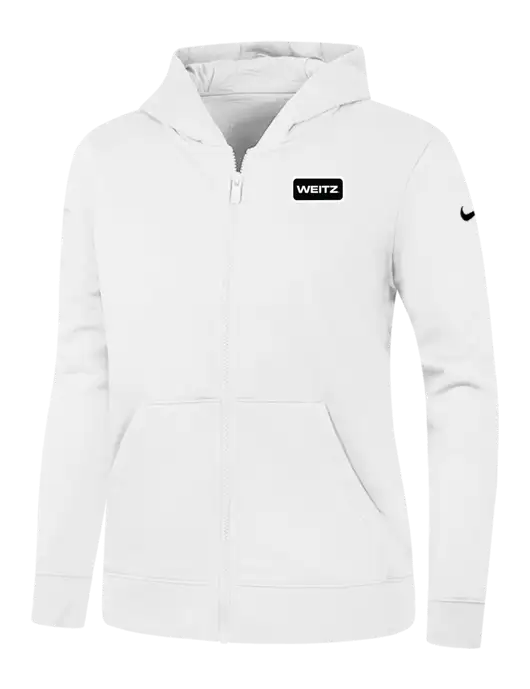 Nike Womens Club Fleece Sleeve Swoosh Full-Zip White Hoodie w/Weitz Logo