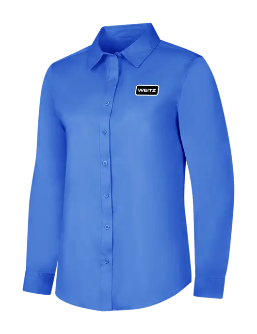 Dark Carolina Blue Womens Long Sleeve Superpro React Twill Shirt w/Weitz Logo