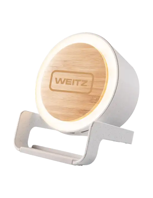 Eco Bamboo Bluetooth Speaker & Wireless Phone Charger  w/Weitz Logo