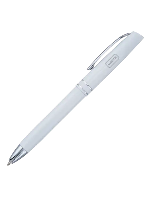 White Anguilla Black Ink Pen w/Weitz Logo