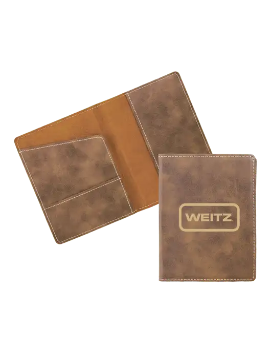 Rustic Leatherette Passport Holder w/Weitz Logo
