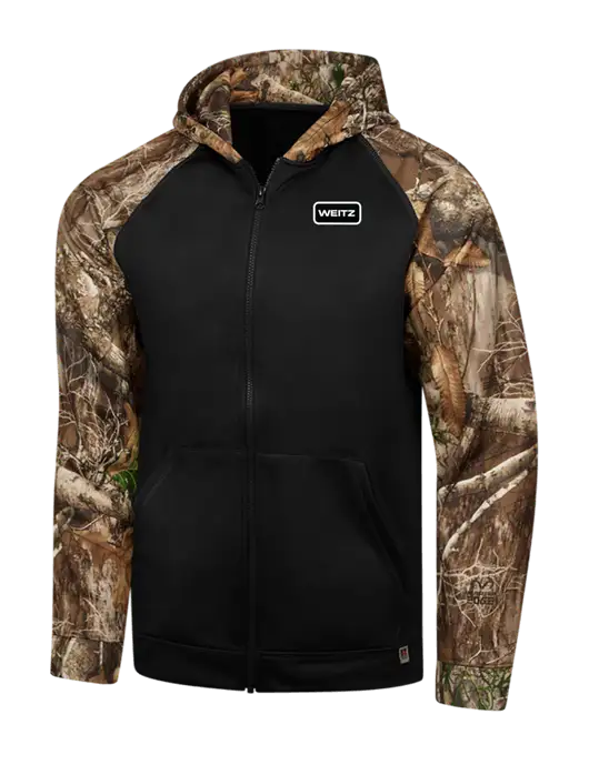 Russell Outdoors Black/Realtree Edge Camo Colorbock Performance Full Zip Hoodie w/Weitz Logo