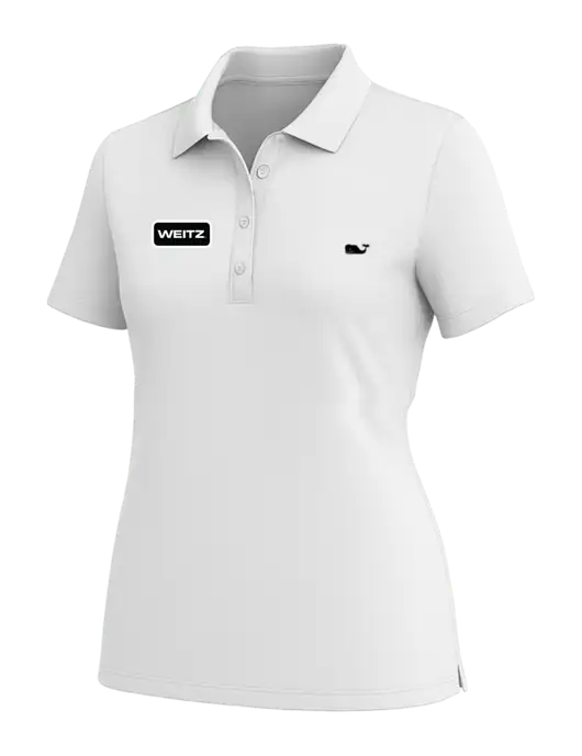 Vineyard Vines Womens White Edgartown Pique Polo w/Weitz Logo