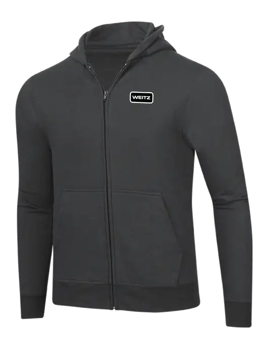 Charcoal 8.5 oz Ring Spun Zip Hooded Sweatshirt w/Weitz Logo