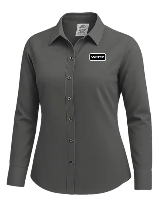 Brooks Brothers Womens Dark Grey Wrinkle-Free Stretch Nailhead Shirt w/Weitz Logo