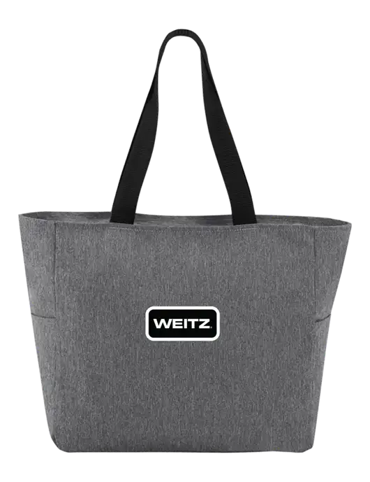 Everyday Heather Grey Zip Tote  w/Weitz Logo