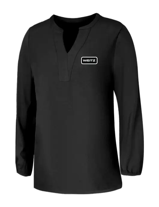 Mercer+Mettle Womens Deep Black Stretch Crepe 3/4 Sleeve Blouse w/Weitz Logo