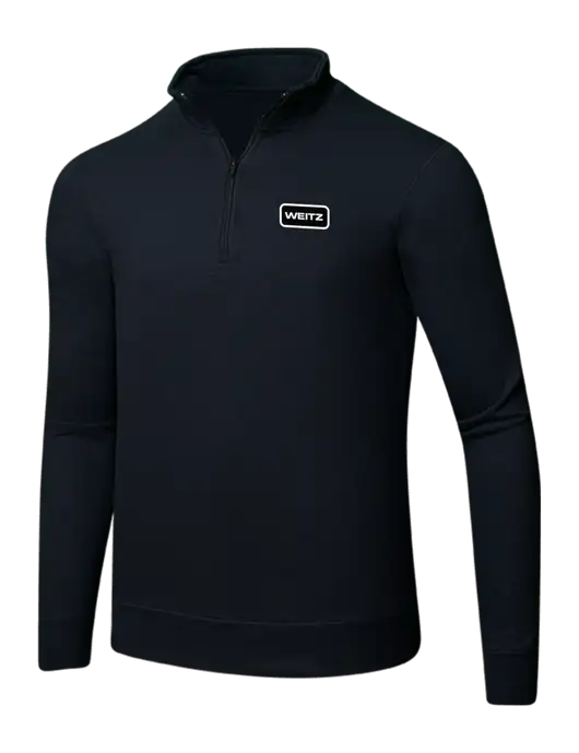 Jet Black 8.5 oz Ring Spun 1/4 Zip Pullover Sweatshirt w/Weitz Logo