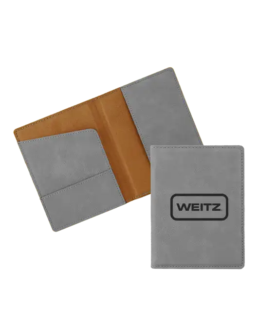 Grey Leatherette Passport Holder w/Weitz Logo