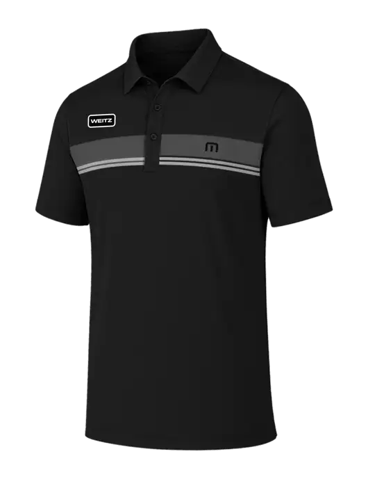 TravisMathew Black Glenview Stripe Polo w/Weitz Logo