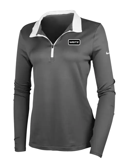 NIKE Dark Grey/White Womens Dry-Fit Stretch 1/2 Zip Cover-Up w/Weitz Logo