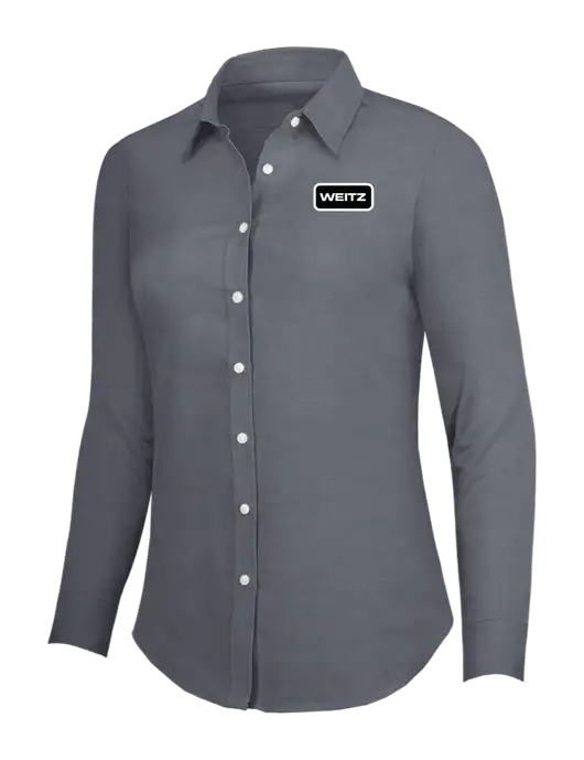 Dark Grey Womens SuperPro Oxford Shirt w/Weitz Logo