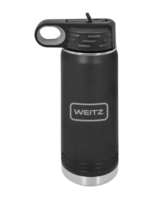 Polar Camel 20 oz Powder Coated Black Vacuum Insulated Water Bottle w/Weitz Logo