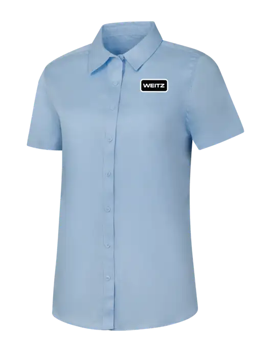 Womens Light Blue Short Sleeve Superpro React Twill Shirt w/Weitz Logo