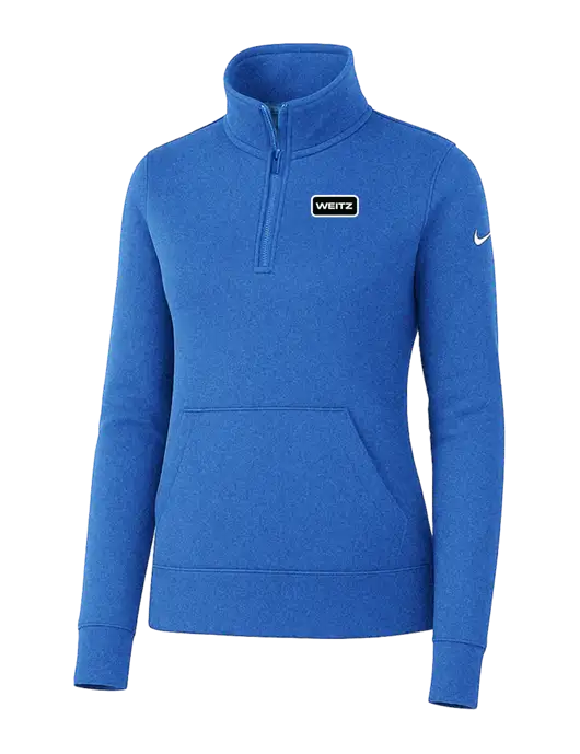 Nike Womens Light Royal Heather Club Fleece Sleeve Swoosh 1/2-Zip w/Weitz Logo