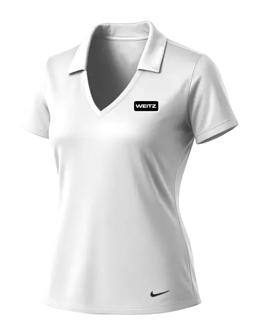 NIKE White Womens Dri-Fit Vertical Mesh Polo w/Weitz Logo