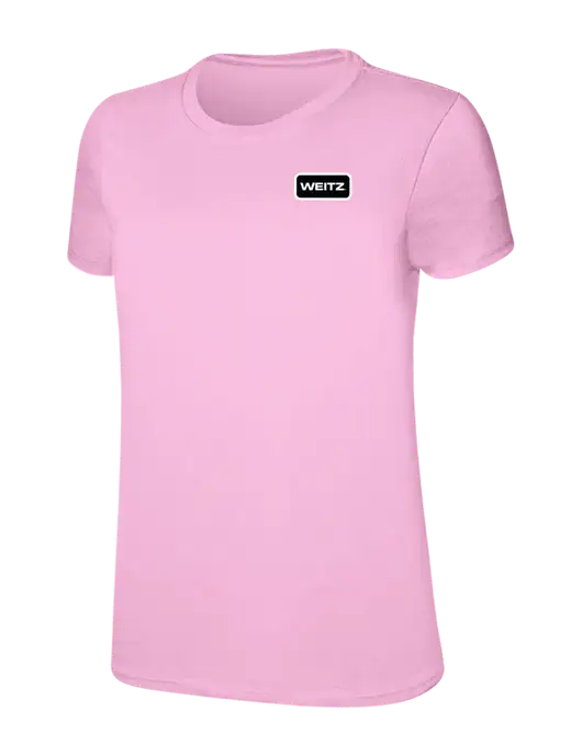 Womens Ring Spun Candy Pink 4.5 oz T-Shirt w/Weitz Logo