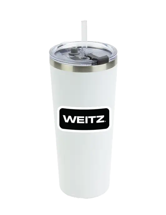 Brighton White 20 oz Insulated Tumbler & Straw w/Weitz Logo