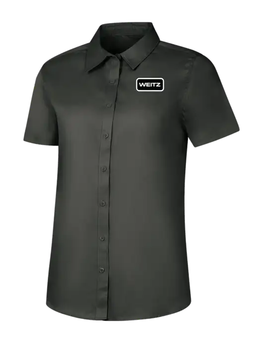 Womens Dark Grey Short Sleeve Superpro React Twill Shirt w/Weitz Logo