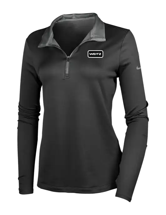 NIKE Black/Dark Grey Womens Dry-Fit Stretch 1/2 Zip Cover-Up w/Weitz Logo