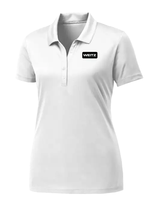 Womens White PosiCharge Competitor Polo w/Weitz Logo