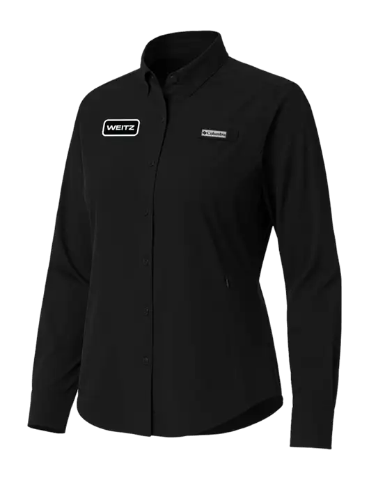 Columbia Black Womens PFG Tamiami II Long Sleeve Shirt w/Weitz Logo