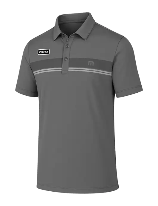 TravisMathew Medium Grey Glenview Stripe Polo w/Weitz Logo
