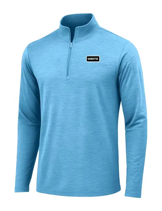 Light Blue Heather Posicharge Tri-Blend Wicking 1/4 Zip Pullover w/Weitz Logo