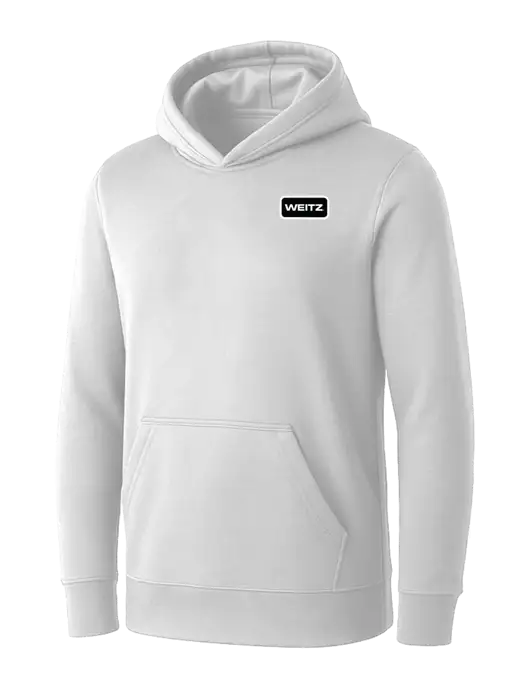 Womens White Core Fleece Pullover Hooded Sweatshirt w/Weitz Logo