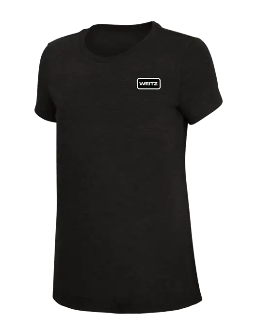 Womens Simply Soft Black 4.5oz Poly/Combed Ring Spun Cotton T-Shirt w/Weitz Logo