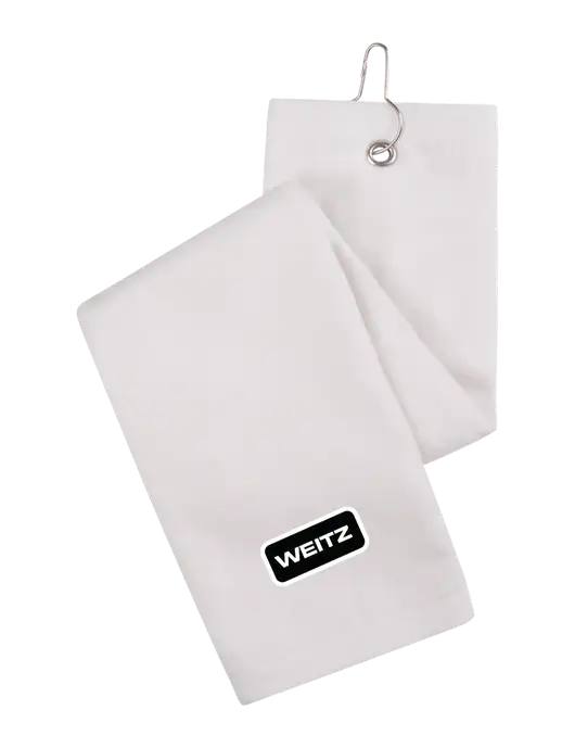 White Tri-Fold Golf Towel with Grommet w/Weitz Logo