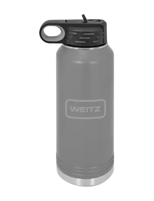 Polar Camel 32 oz Powder Coated Grey Vacuum Insulated Water Bottle w/Weitz Logo