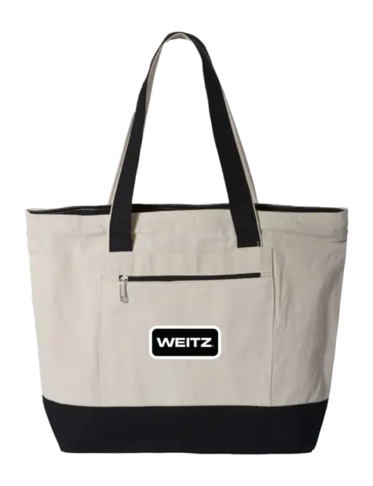 Natural/Black Zippered Tote  w/Weitz Logo