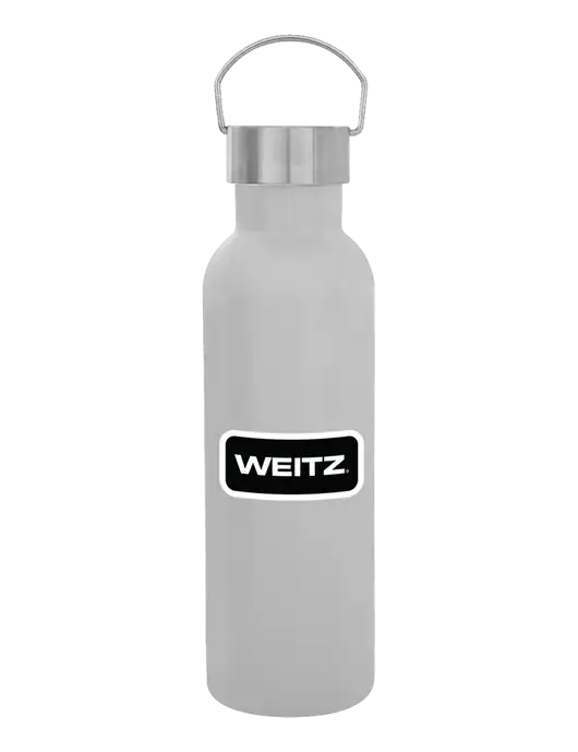 28 oz White Bubbli Stainless Steel Bottle w/Weitz Logo
