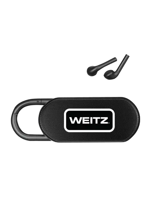 Clip Buddies Black Speaker & Ear Buds w/Weitz Logo