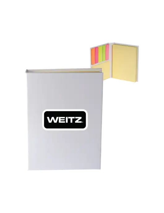 White Sticky Book Folio, 3.125 x 4.125 w/Weitz Logo