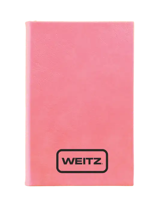 Pink Leatherette 5.25 x 8.25 Journal w/Weitz Logo