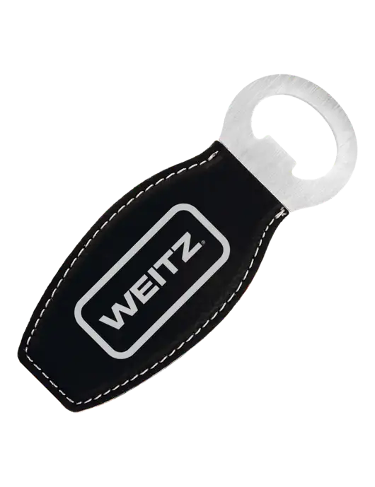 Black Leatherette Bottle Opener with Magnet w/Weitz Logo
