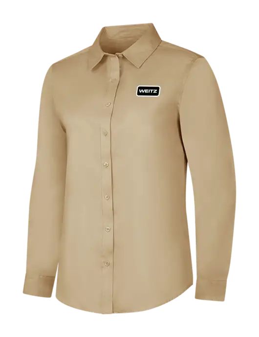 Dark Tan Womens Long Sleeve Superpro React Twill Shirt w/Weitz Logo
