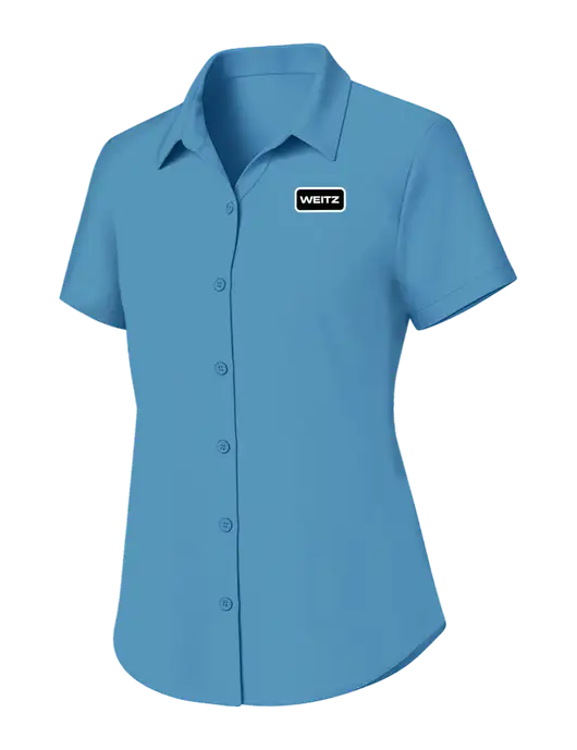 Womens Carolina Blue Short Sleeve UV Dockside Shirt w/Weitz Logo