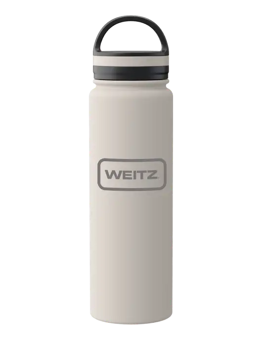34oz Wide Mouth Stainless Steel Light Taupe Bottle w/Weitz Logo