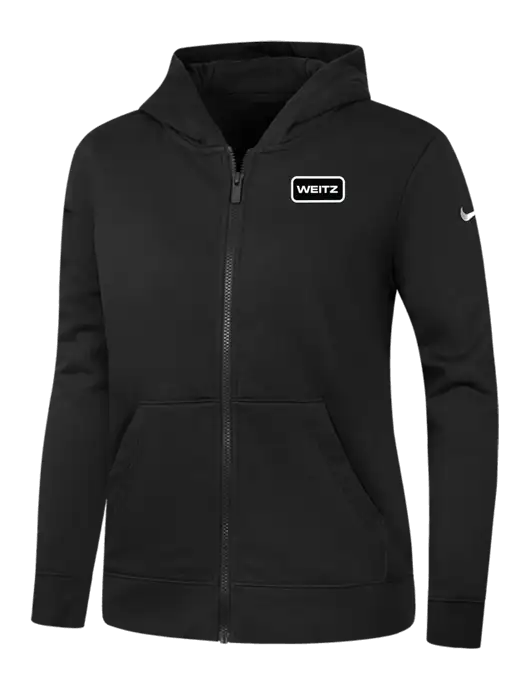 Nike Womens Club Fleece Sleeve Swoosh Full-Zip Black Hoodie w/Weitz Logo