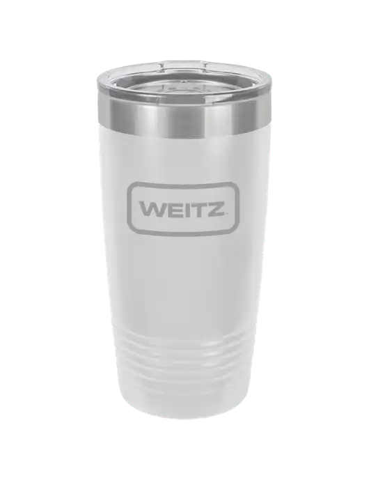 Polar Camel 20 oz Powder Coated White Vacuum Insulated Tumbler  w/Weitz Logo