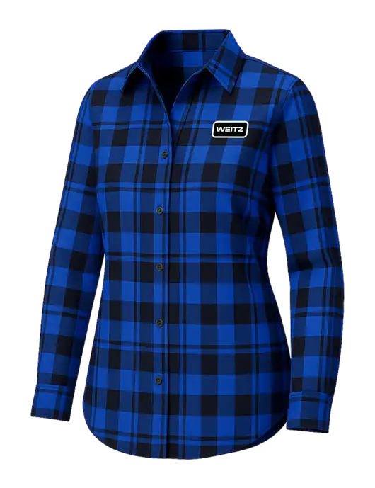 Womens Royal/Black Plaid Flannel Tunic w/Weitz Logo