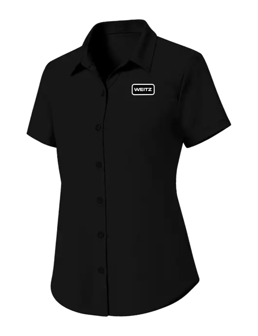 Womens Black Short Sleeve UV Dockside Shirt w/Weitz Logo